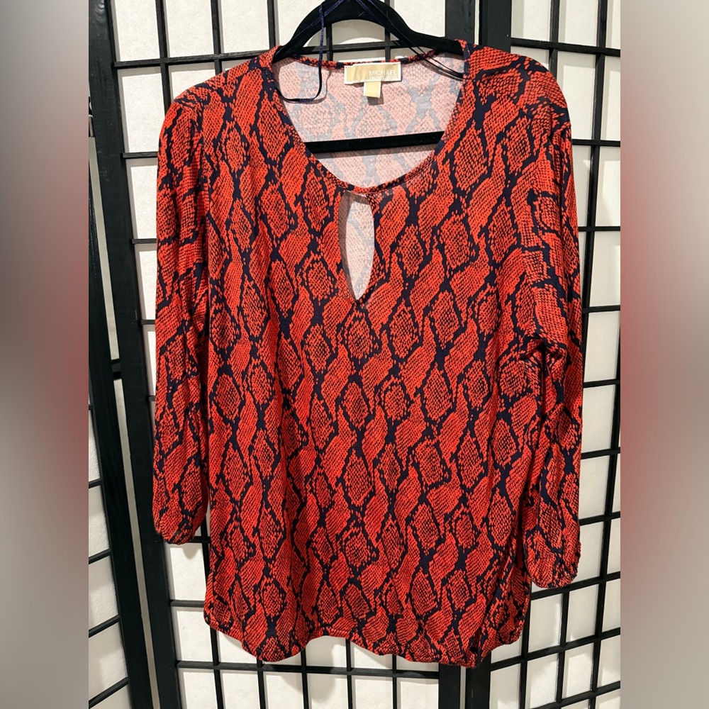 MICHAEL Michael Kors Red and Black Patterned Blouse